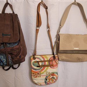 X3 Desigual Bags Purses LOT Crossbody/ Backpack / Shoulder Bag